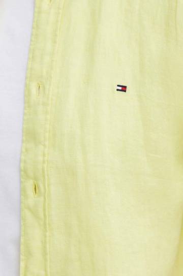 Льняная рубашка Tommy Hilfiger цвет жёлтый regular воротник button-down MW0MW35207 Льняная рубашка Tommy Hilfiger цвет жёлтый regular воротник button-down MW0MW35207