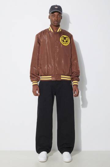 Куртка-бомбер ICECREAM Satin Bomber Jacket мужской цвет коричневый переходная IC24107 Куртка-бомбер ICECREAM Satin Bomber Jacket мужской цвет коричневый переходная IC24107