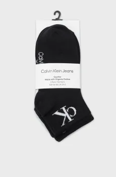 Женские черные носки (2 пары) CKJ WOMEN QUARTER 2P MONOGRAM Черный 39-42 Calvin Klein 701228813