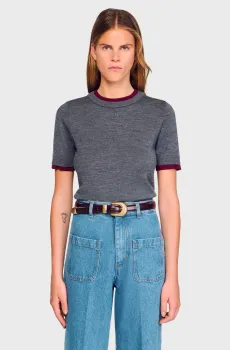 Женский серый шерстяной джемпер Серый S Sandro SFPPU02645_Grey