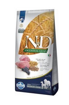 Сухой корм для собак средних и крупных пород Farmina N&D Ancestral Grain с ягненком и черникой, 12 кг