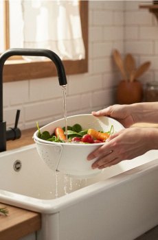 Миска з друшляком - темно-сірий