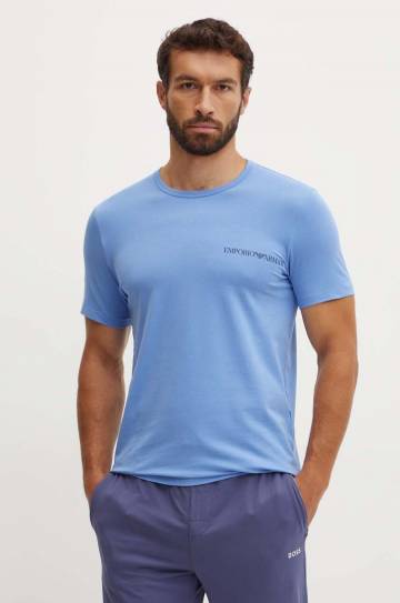 Футболка лаунж Emporio Armani Underwear 2 шт цвет синий с принтом 111267 4F717 Футболка лаунж Emporio Armani Underwear 2 шт цвет синий с принтом 111267 4F717