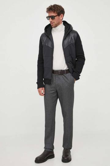 Шерстяной свитер BOSS мужской цвет серый лёгкий с гольфом Шерстяной свитер BOSS мужской цвет серый лёгкий с гольфом