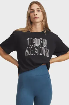 Женская черная футболка Rival OS Campus Tee-BLK Черный XL Under Armour 6007883-001