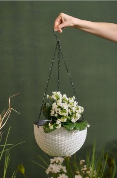 Підвісний горщик із ланцюгом - білий