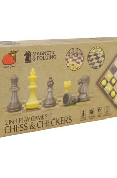 Настольная игра 2 в 1 Shantou Jinxing Шахматы, шашки, от 6 лет, 19.5*9.5*3 см (2058)