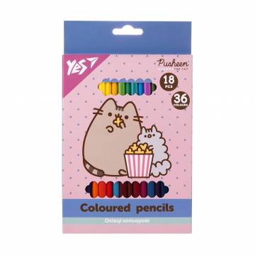 Набор двухсторонних цветных карандашей YES Pusheen, 36 цветов, 18 шт (290769) Набор двухсторонних цветных карандашей YES Pusheen, 36 цветов, 18 шт (290769)