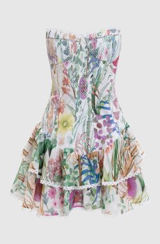 Белое платье бюстье Sora в цветочный принт