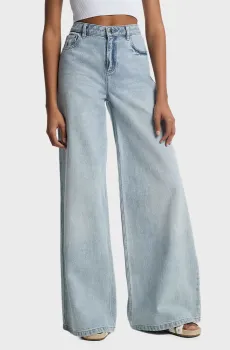 Женские голубые джинсы WIDE LEG Голубой 40 Michael Kors MS59070FAU