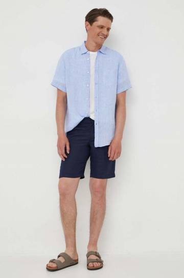 Льняные шорты United Colors of Benetton цвет синий Льняные шорты United Colors of Benetton цвет синий