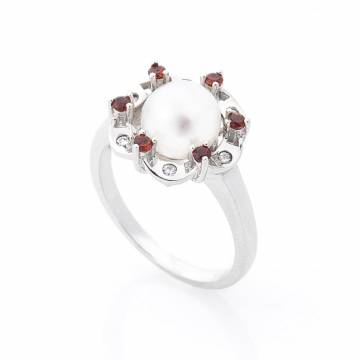 Серебряное кольцо (культ. пресн. жемчуг, фианит) 111168 Серебряное кольцо (культ. пресн. жемчуг, фианит) 111168