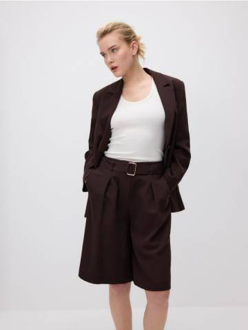 Reserved - LADIES` SHORTS & BELT - темно коричневий - 470FM-89X Reserved - LADIES` SHORTS & BELT - темно коричневий - 470FM-89X