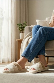 Капці зі штучним хутром - бежевий