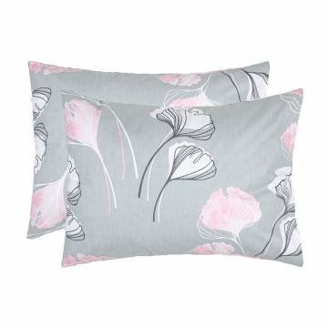 Наволочка бязевая Home Line Гинкго билоба, серо-розовая, 50*70 см, 2 шт (173303)