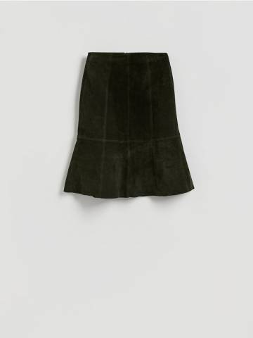 Reserved - Шкіряна мініспідниця - темно-зелений - 706EH-79X