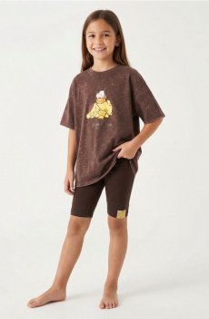 Комплект із топа з велосипедними шортами PomPomPurin - темно коричневий