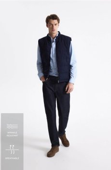 Reserved - Стьобаний жилет із коміром-стійкою - темно-синій - 676IE-59X