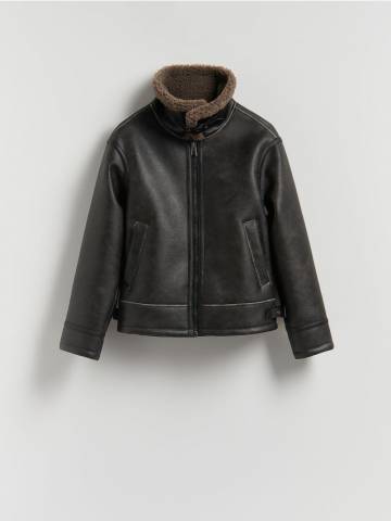 Reserved - Куртка з коміром - пильно-коричневий - 729GC-98X