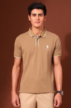 U.S. Polo Assn. Men Varsity Solid Polo Collar Slim Fit Casual T-shirt