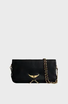 Женский черный кожаный клатч Rock Черный ONESIZE ZADIG&VOLTAIRE LWBA00001_NOIR GOLDSS26