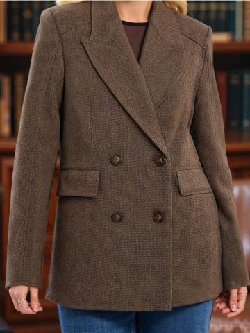 Двобортне пальто класичного фасону - бежевий