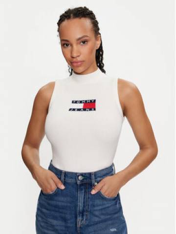 Tommy Jeans Гольф Center Flag DW0DW18527 Écru Slim Fit Tommy Jeans Гольф Center Flag DW0DW18527 Écru Slim Fit