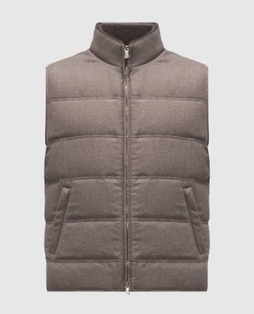 Бежевый пуховый жилет из шерсти и кашемира