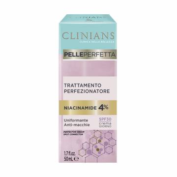 Дневной крем для лица Clinians Pelleperfetta Perfector Cream SPF 30 против пигментных пятен, с ниацинамидом 4%, 50 мл Дневной крем для лица Clinians Pelleperfetta Perfector Cream SPF 30 против пигментных пятен, с ниацинамидом 4%, 50 мл