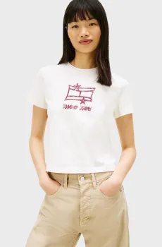 Женская белая футболка REG SH TOMMY STAR Белый S Tommy Jeans DW0DW21851