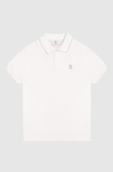 Детское белое поло с вышивкой эмблемы