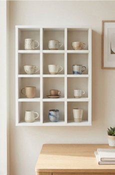 Полиця з квадратними секціями - білий