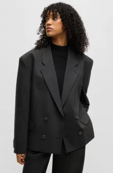 Женский черный жакет в полоску Черный L HUGO 50525959;972