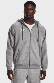 Мужское серое худи UA Rival Fleece FZ Hoodie Серый XL Under Armour 1379767-025