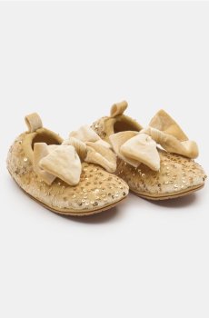 Балетки з паєтками та бантом - золотий