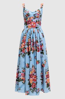 Голубое платье в цветочный принт
