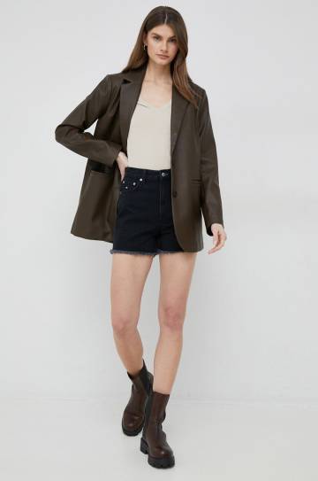 Джинсовые шорты Tommy Hilfiger x Shawn Mendes женские цвет чёрный однотонные высокая посадка Джинсовые шорты Tommy Hilfiger x Shawn Mendes женские цвет чёрный однотонные высокая посадка