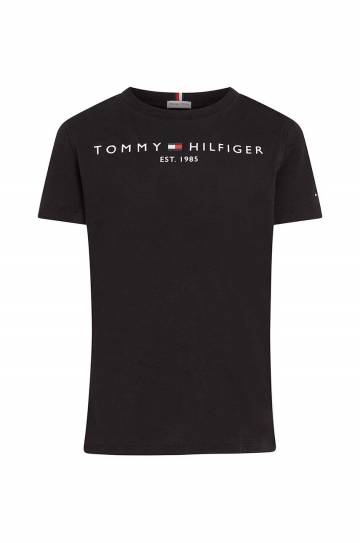 Детская хлопковая футболка Tommy Hilfiger цвет чёрный с принтом Детская хлопковая футболка Tommy Hilfiger цвет чёрный с принтом