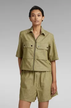 Женская оливковая рубашка cropped shirt Оливковый S G-Star RAW D22914,D123