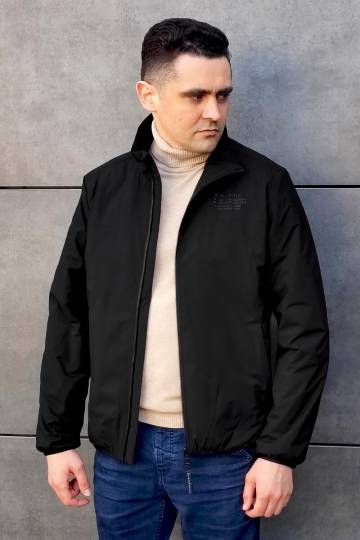 Куртка-ветровка черная с воротником стойкой SB-25259-black Куртка-ветровка черная с воротником стойкой SB-25259-black