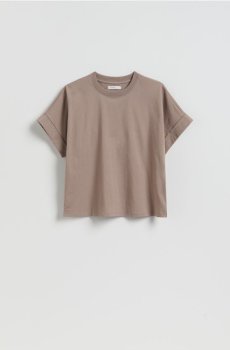 Reserved - Бавовняна футболка - кавовий - 425HT-84X
