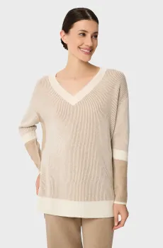 Женский бежевый шерстяной пуловер Бежевый 46 MARC&ANDRE W25-00CH0816