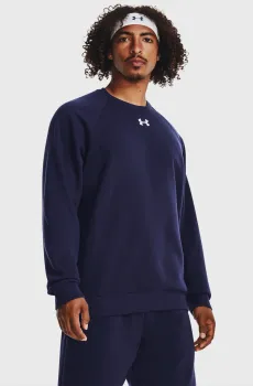 Мужской темно-синий свитшот UA Rival Fleece Crew Синий XXL Under Armour 1379755-410