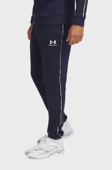 Мужские темно-синие спортивные брюки UA Icon Fleece Jgr Taping Синий S Under Armour 1389358-410