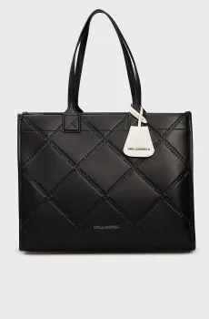 Женская черная сумка с узором K SKUARE LG TOTE EMBOSSED Черный ONESIZE Karl Lagerfeld 240W3042