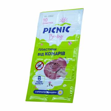 Пластины Picnic® Baby с экстрактом ромашки от комаров, 10 шт Пластины Picnic® Baby с экстрактом ромашки от комаров, 10 шт