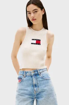 Женский белый топ RACER TANK Белый S Tommy Jeans DW0DW20975