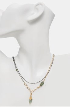 Бусы с зеленым кианитом, ручной работы, из серебра, покрытого золотом Answear.LAB