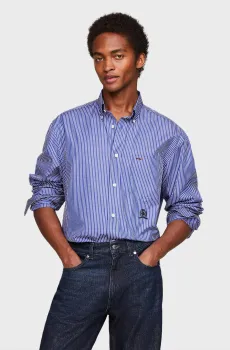 Мужская синяя рубашка в полоску THC GI CC ITHACA Синий M Tommy Hilfiger MW0MW33879