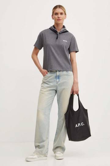 Хлопковая футболка A.P.C. t-shirt boxy petit vpc женская цвет серый COHBQ.F26390 Хлопковая футболка A.P.C. t-shirt boxy petit vpc женская цвет серый COHBQ.F26390